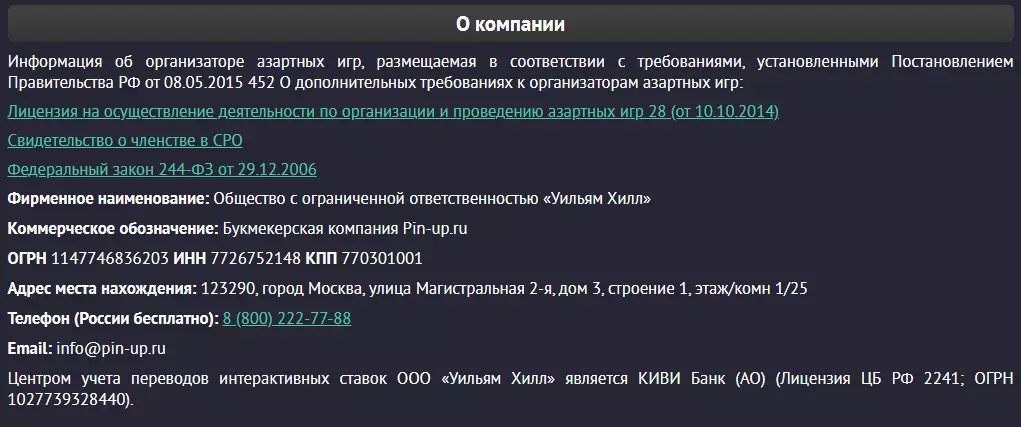 Служба поддержки Pin-up.ru